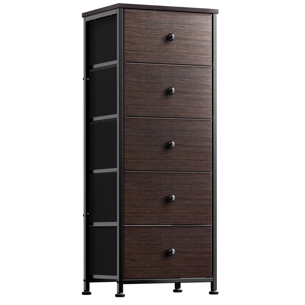 5 Drawer Faux Leather Dresser with Wooden Top M5205