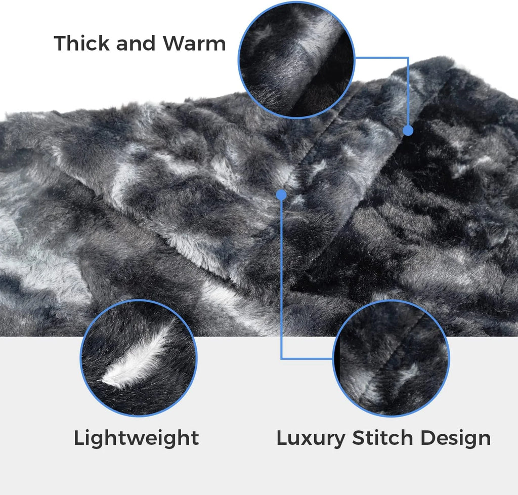 Oversized Soft Fuzzy Faux Fur Sherpa Throw Blanket 60''x80'' Gray E12055