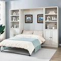 White Wood Full Size Murphy Bed with Storage Cabinet Z894