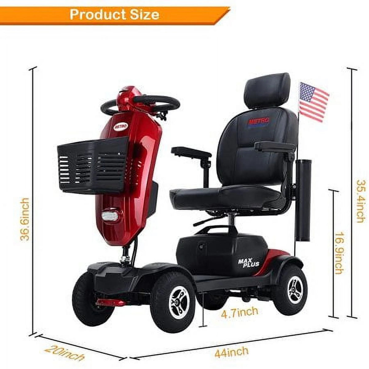 4 Wheels Mobility Scooter with LED Lights and USB Port K8858