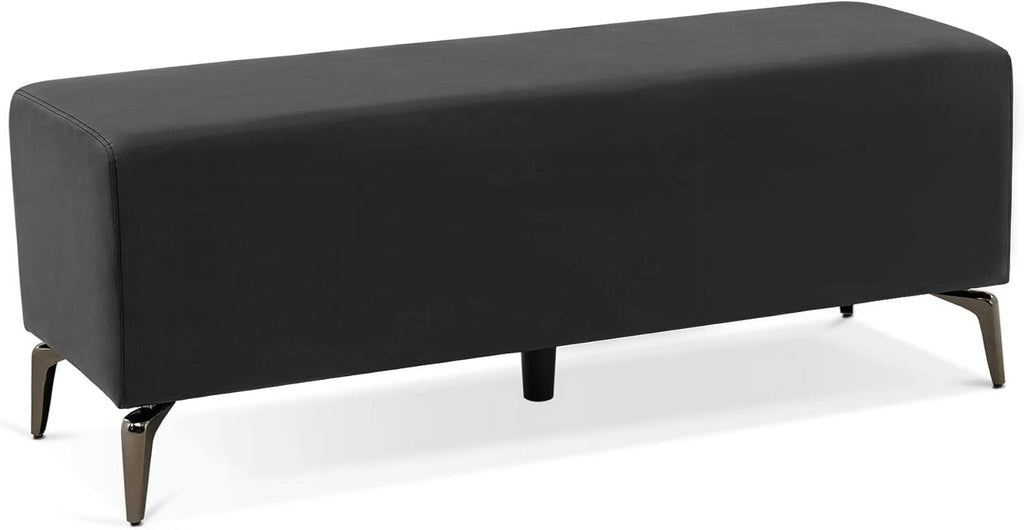 Black Faux Leather Waiting Room Bench U86060
