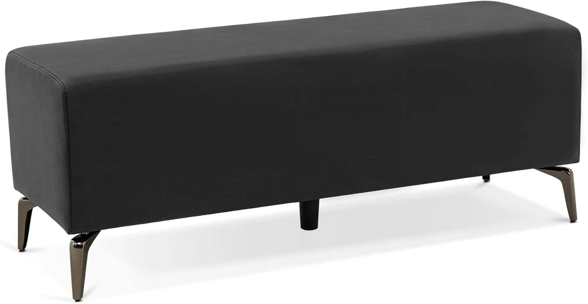 Black Faux Leather Waiting Room Bench U86060