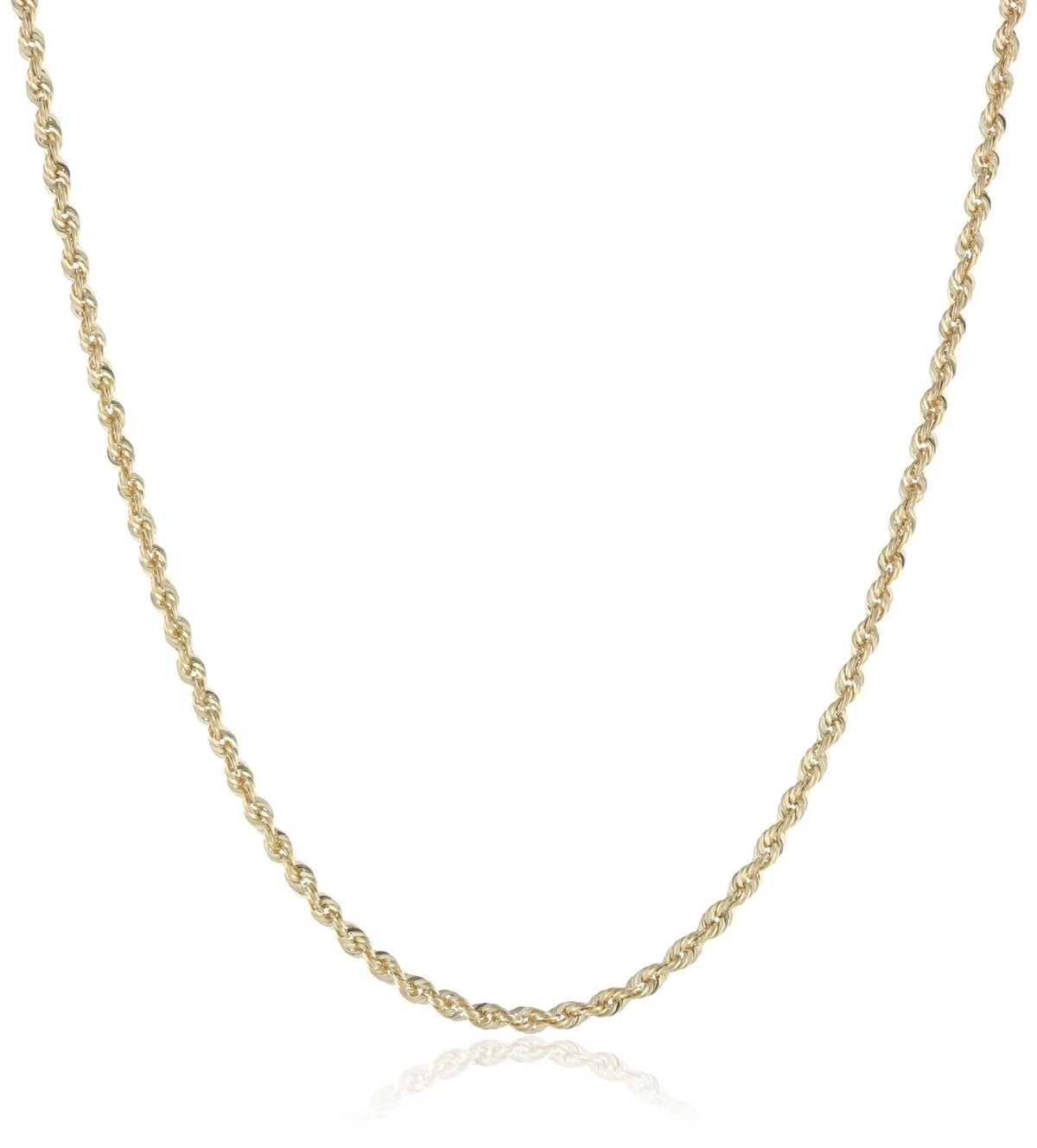 14K Solid Gold 2MM Rope Chain Necklace R9205