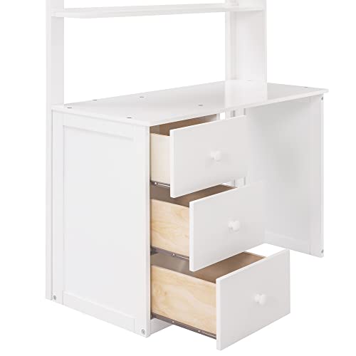 Full Loft Bed with Desk, Wood, Storage Drawers, Wardrobe and Shelf, Espresso U81398