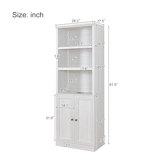 White Wood Full Size Murphy Bed with Storage Cabinet Z894