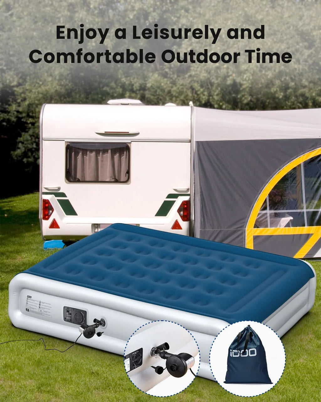 Queen Size Inflatable Air Mattress with Built-In Pump E158