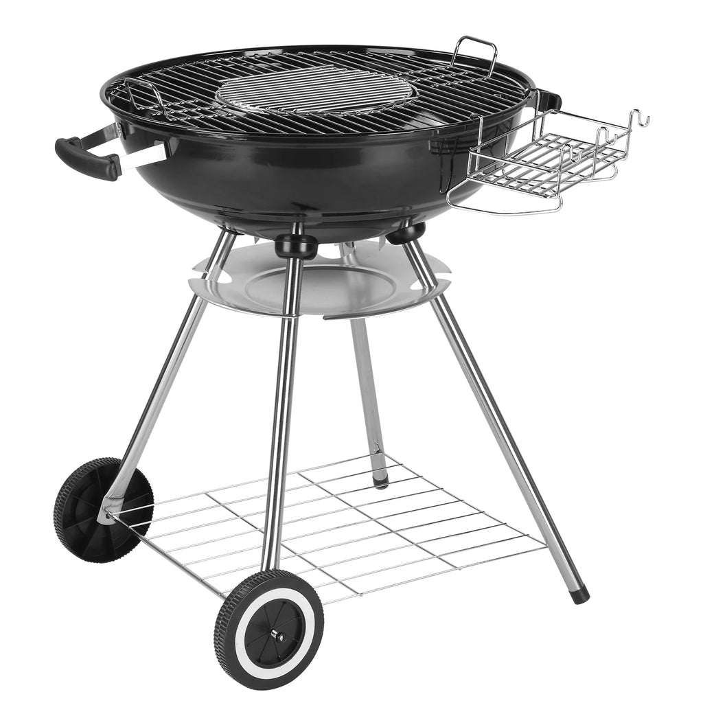 Charcoal BBQ Grill with Wheels and Storage Holder, 28 Inch B393465