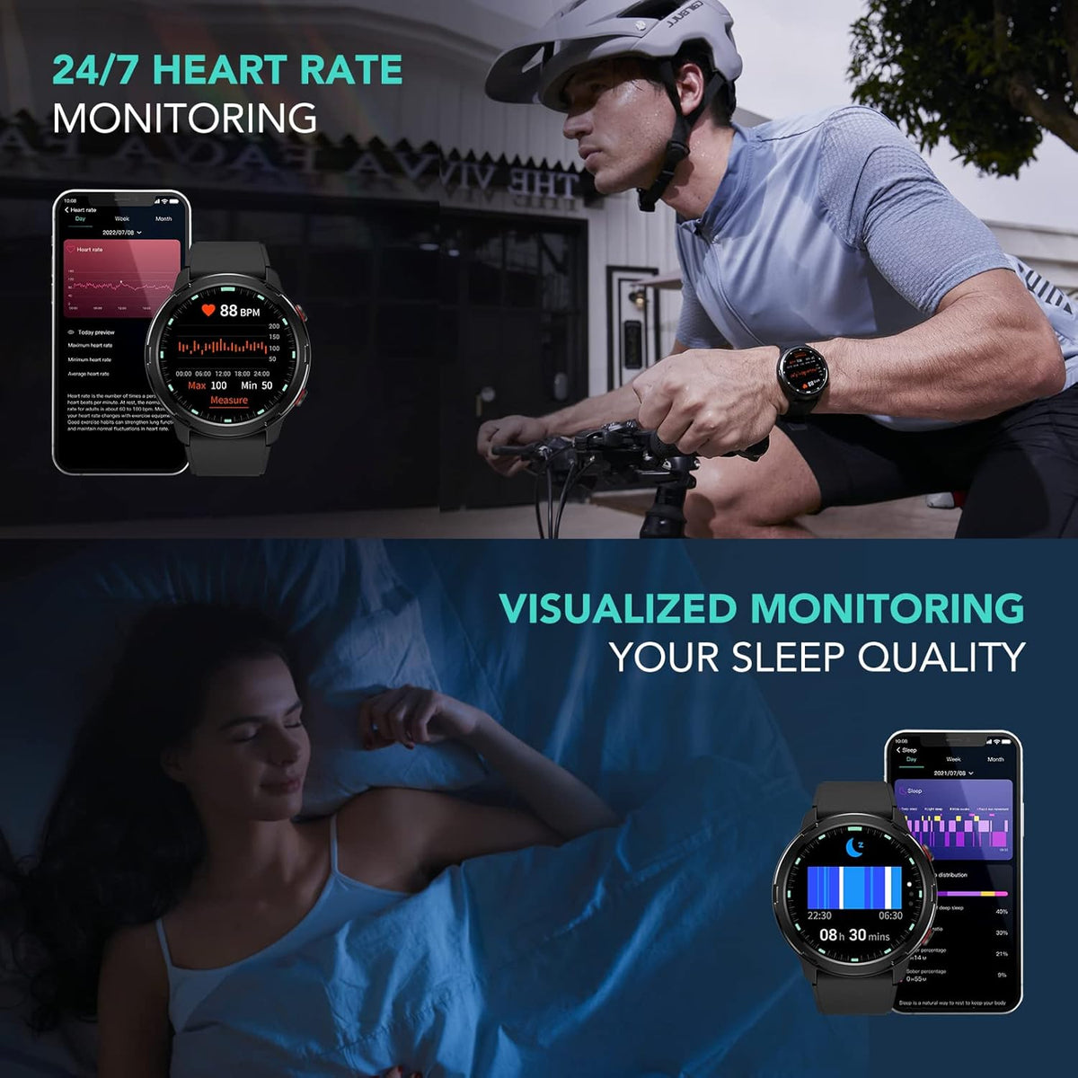 Smart Watch with GPS, Fitness Tracker, Heart Rate, SpO2, Sleep Monitor, IP68 Waterproof C886945