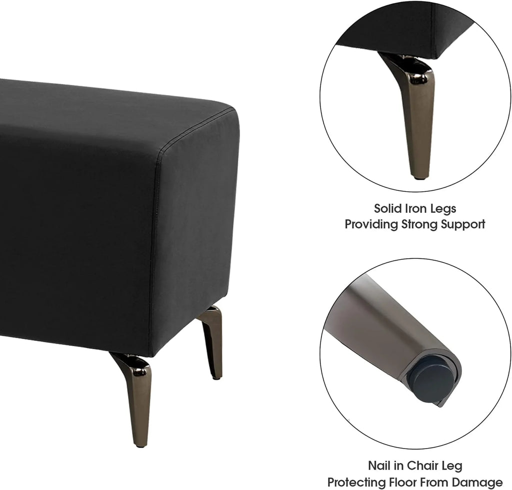 Black Faux Leather Waiting Room Bench U86060