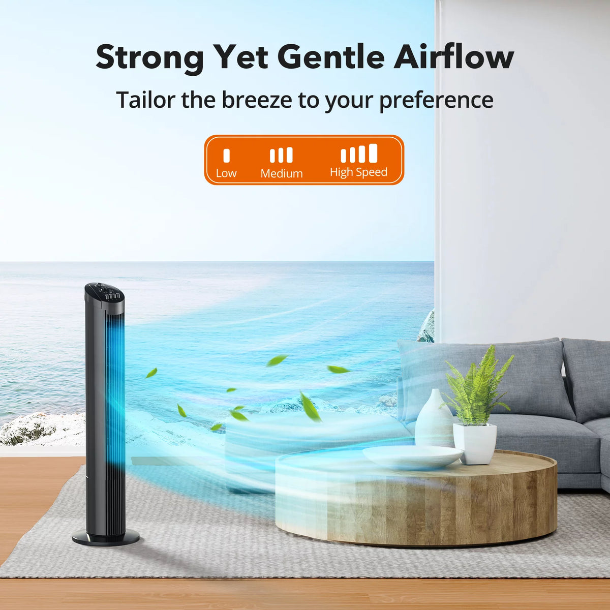 Black 36 Tower Fan with 3 Speed Settings D83589