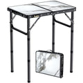 Folding Camping Table with Storage Net, 3 Adjustable Height Aluminum Small Portable Table with Carry Handle B58798