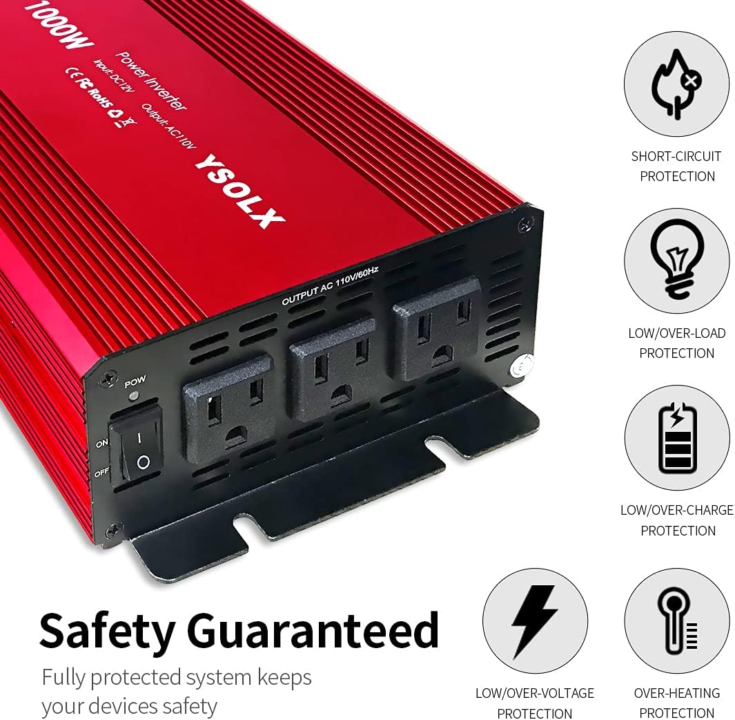 1000W Modified Sine Wave Power Inverter with 3 AC Outlets C9993