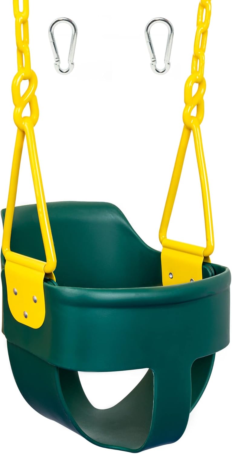 Blue Full Bucket Toddler Swing Seat with Plastic Coated Chains and Carabiners, Pack of 2 K34591