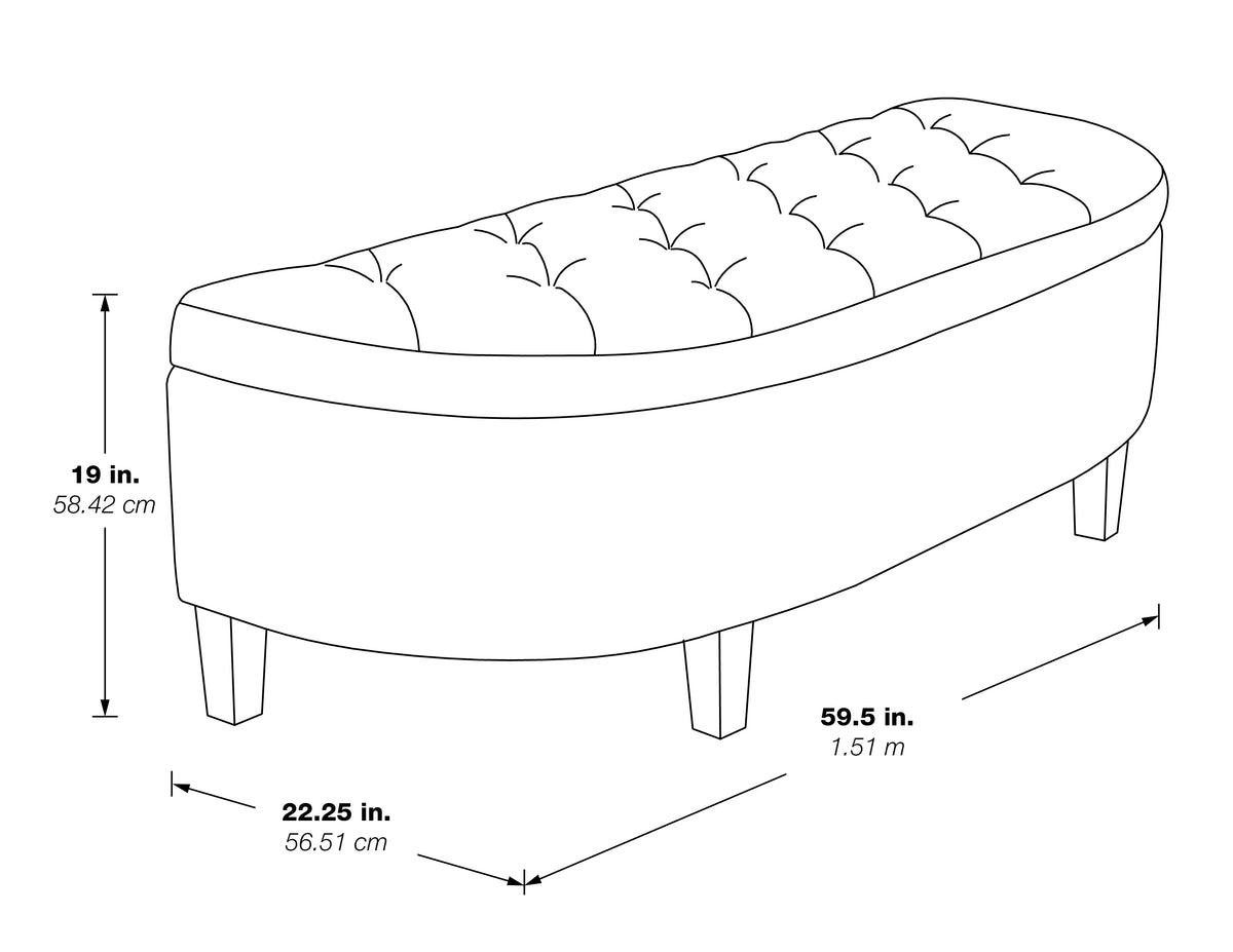 60" Azure Fabric Storage Bench X672473