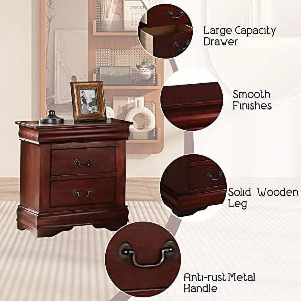 Small Wooden Nightstand with 2 Drawers B4829