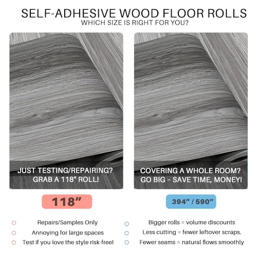 Grey Wood Grain Peel and Stick Vinyl Flooring S37589