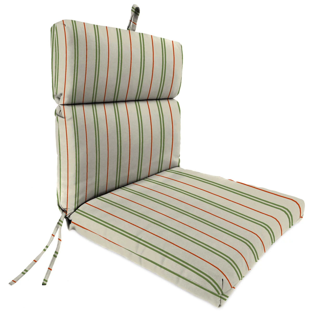 Cedar Grey Stripe Rectangular Outdoor Chair Cushion with Ties T21537