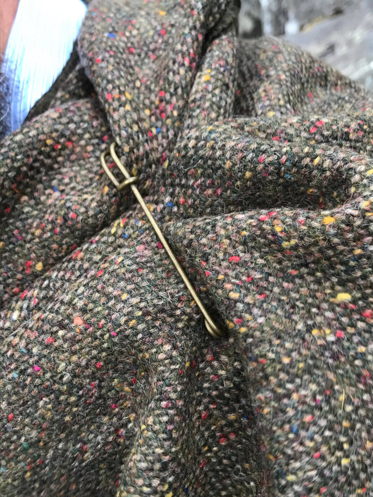 Irish Tweed Wool Ruana Wrap Cape Coat, Brown Melange Speckled, 100% Wool A752486