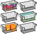 White 6 Pack Stackable Metal Wire Storage Basket with Handles L275218