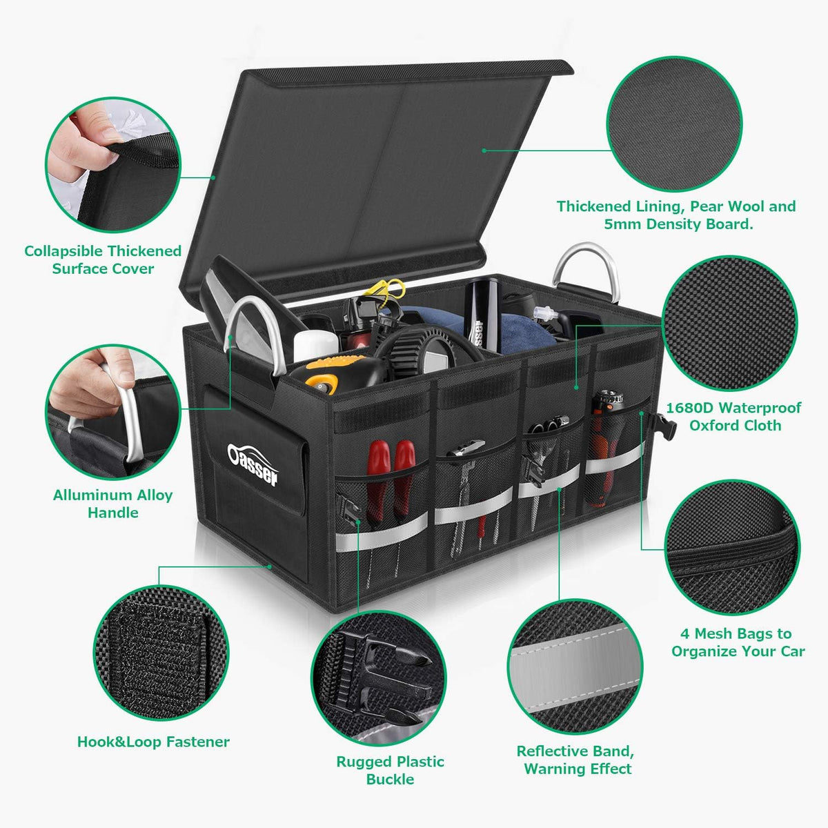 Waterproof Collapsible Trunk Organizer with Aluminium Alloy Handle, Pack of 2 M70925