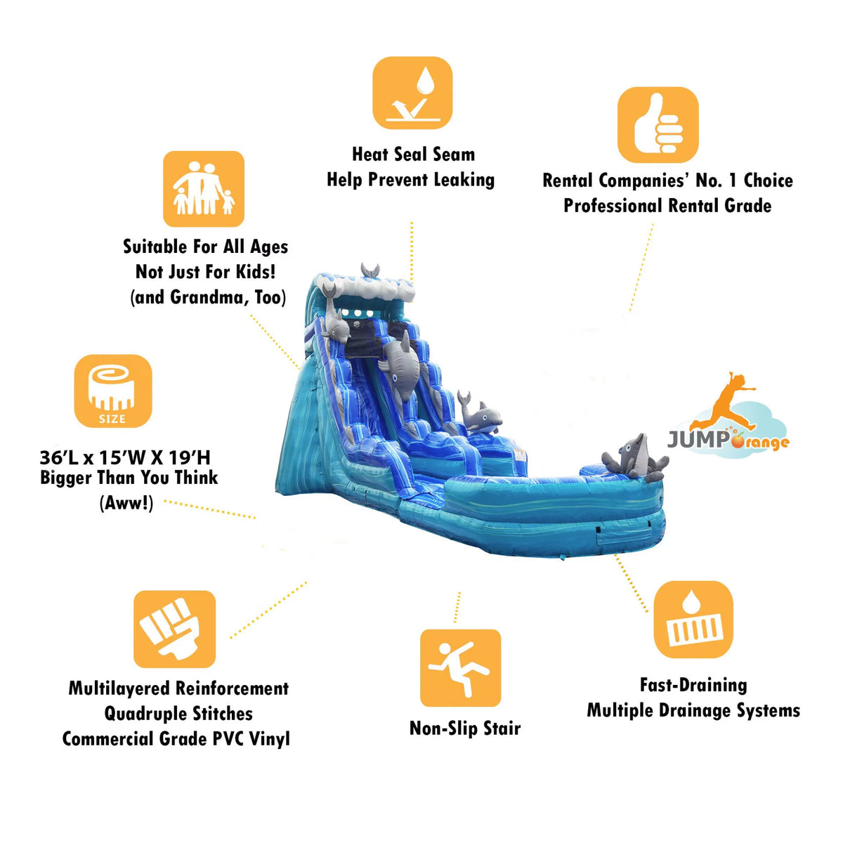 Commercial Grade Inflatable Water Slide with Detachable Pool H7062
