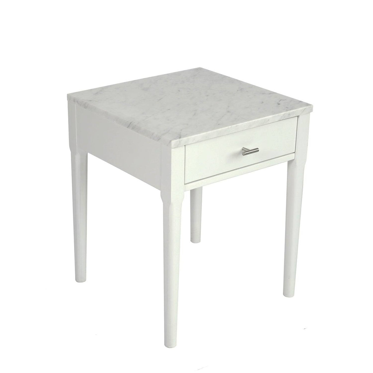 Square Italian Carrara White Marble Side Table with Legs - Tan K2163
