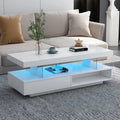 White LED Coffee Table with Storage and 2 Drawers L4029