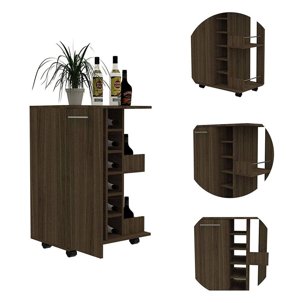 Weathered Oak Bar Cart Cabinet X63913