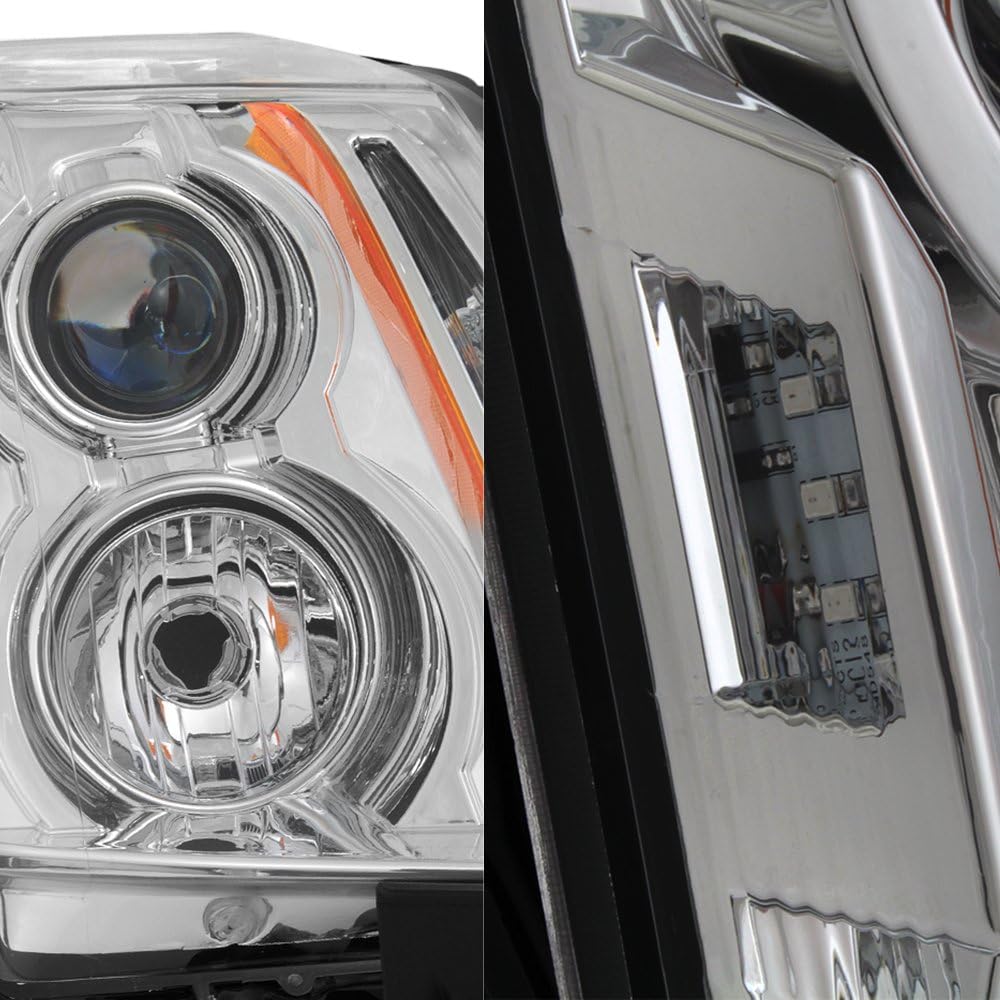 Projector Headlight Assembly Chrome Housing Clear Lens Full Set J8818