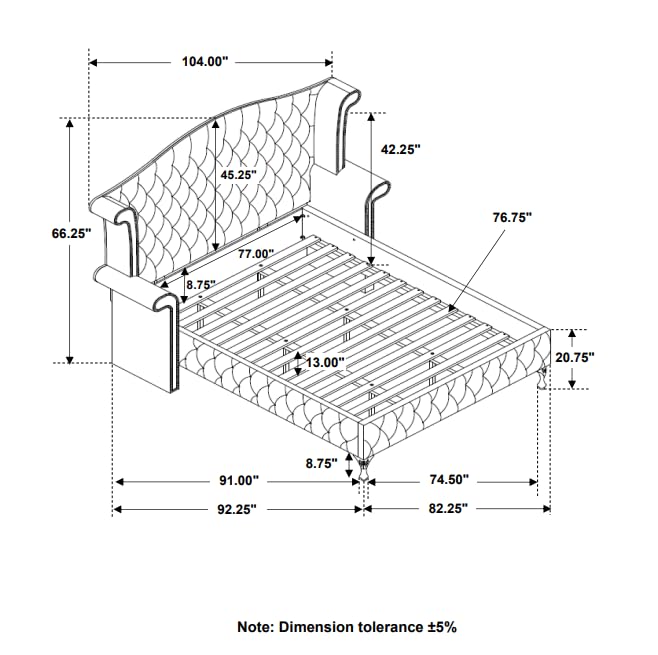 Grey Tufted Upholstered Eastern King Bed E952879