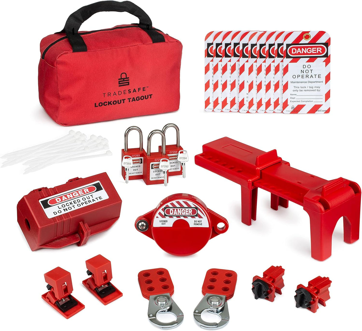 Lockout Tagout Kit with Red Padlocks, Hasps, Tags H1913