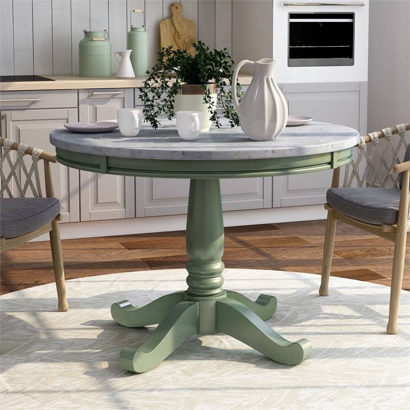 Olive Green and White Wood Dining Table C252429