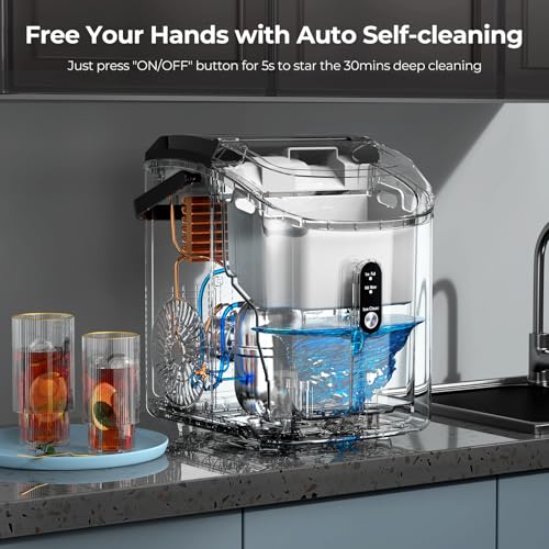 Black Countertop Nugget Ice Maker with Self-Cleaning N17633