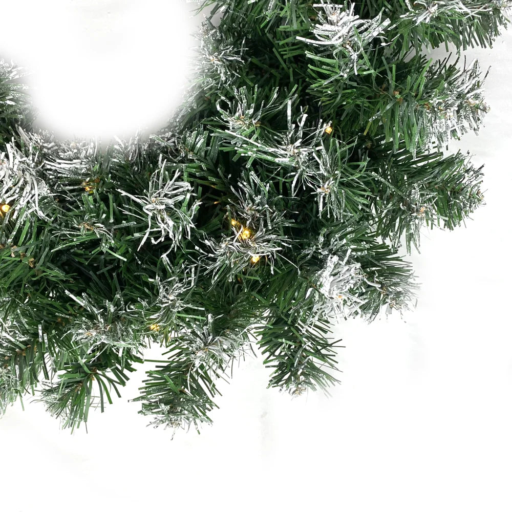 18ft Snow Flocked Christmas Garland with 50 LED Lights and Timer C33915