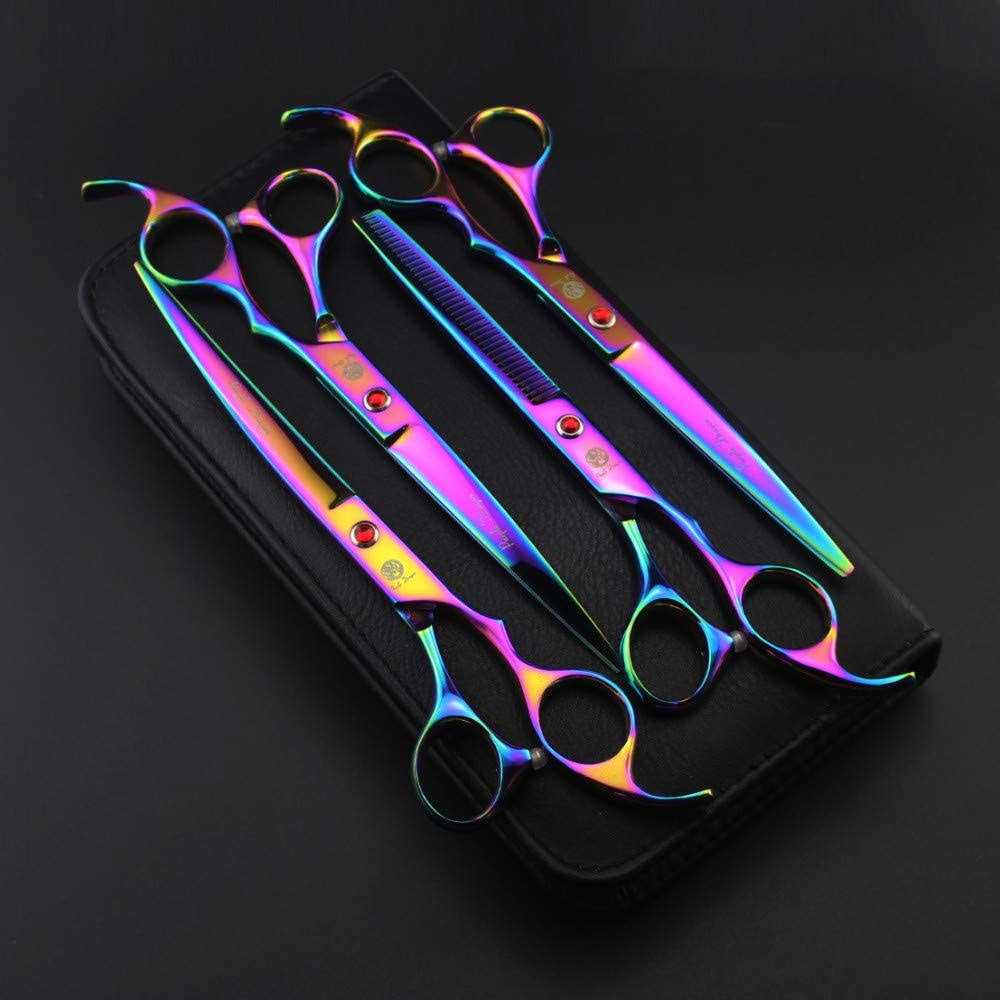 7.0 inch 4PCS Pet Grooming Scissors Kit Steel Straight & Curved & Thinning Blade L535514