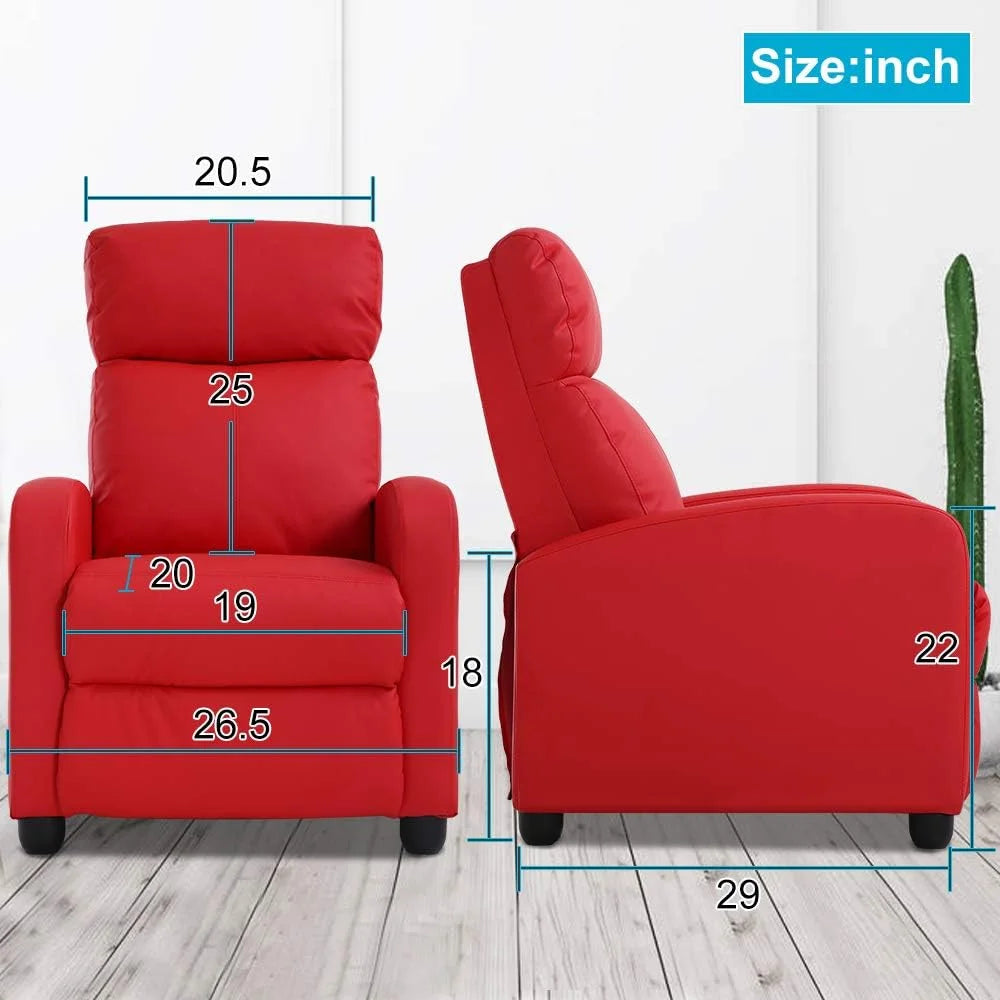 Red PU Leather Recliner Chair with Footrest U4714