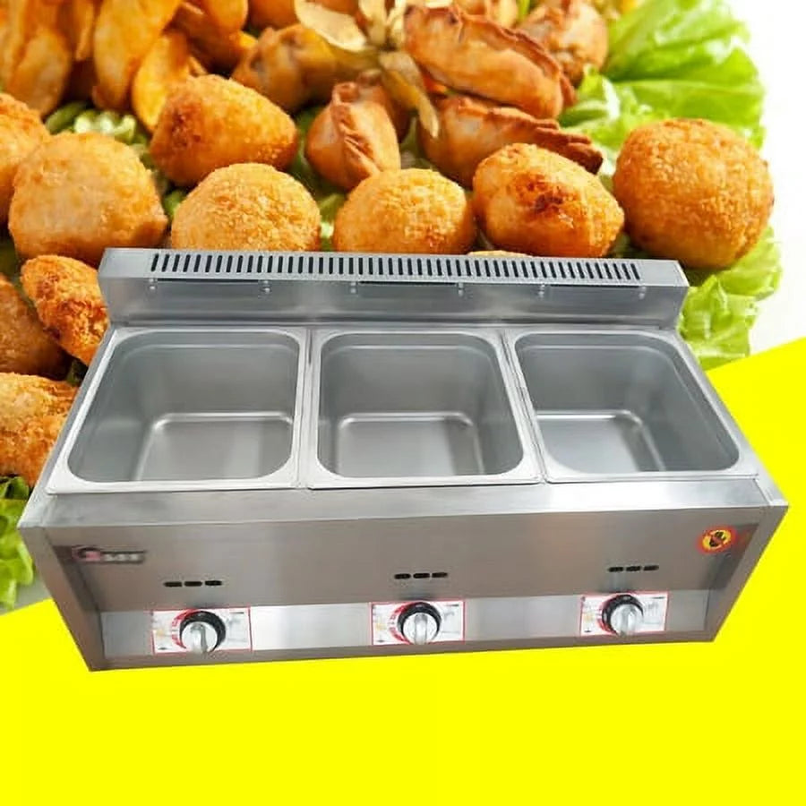 Commercial Propane Deep Fryer Countertop 18L Gas Fryer 3 Pan E32197