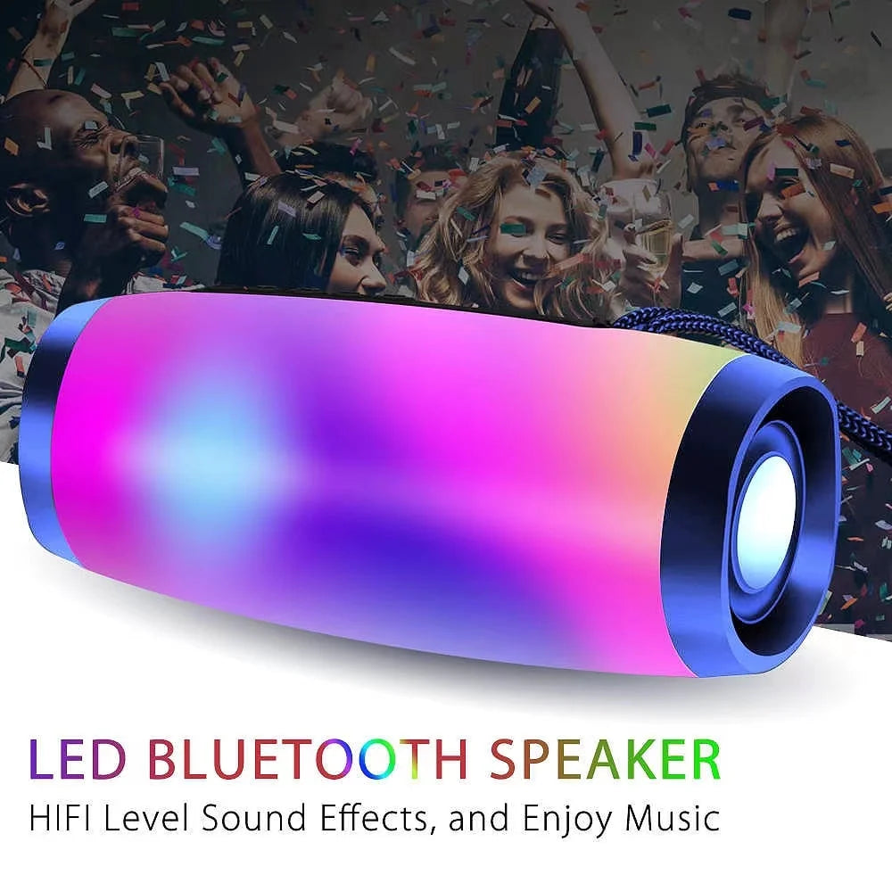 Black Portable Bluetooth 5.0 Speaker with LED Lights and 360 Stereo Sound L268