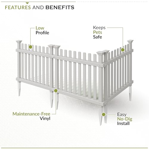 White Vinyl 3 Panels Garden Fence Kit C498