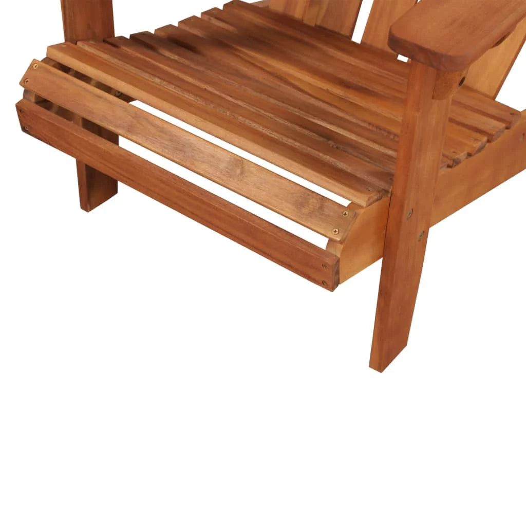 Brown Acacia Wood Adirondack Chair with Footrest D754