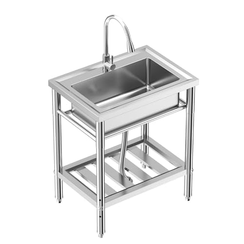 Stainless Steel Single Bowl Utility Sink with Pull-Out Faucet U795504