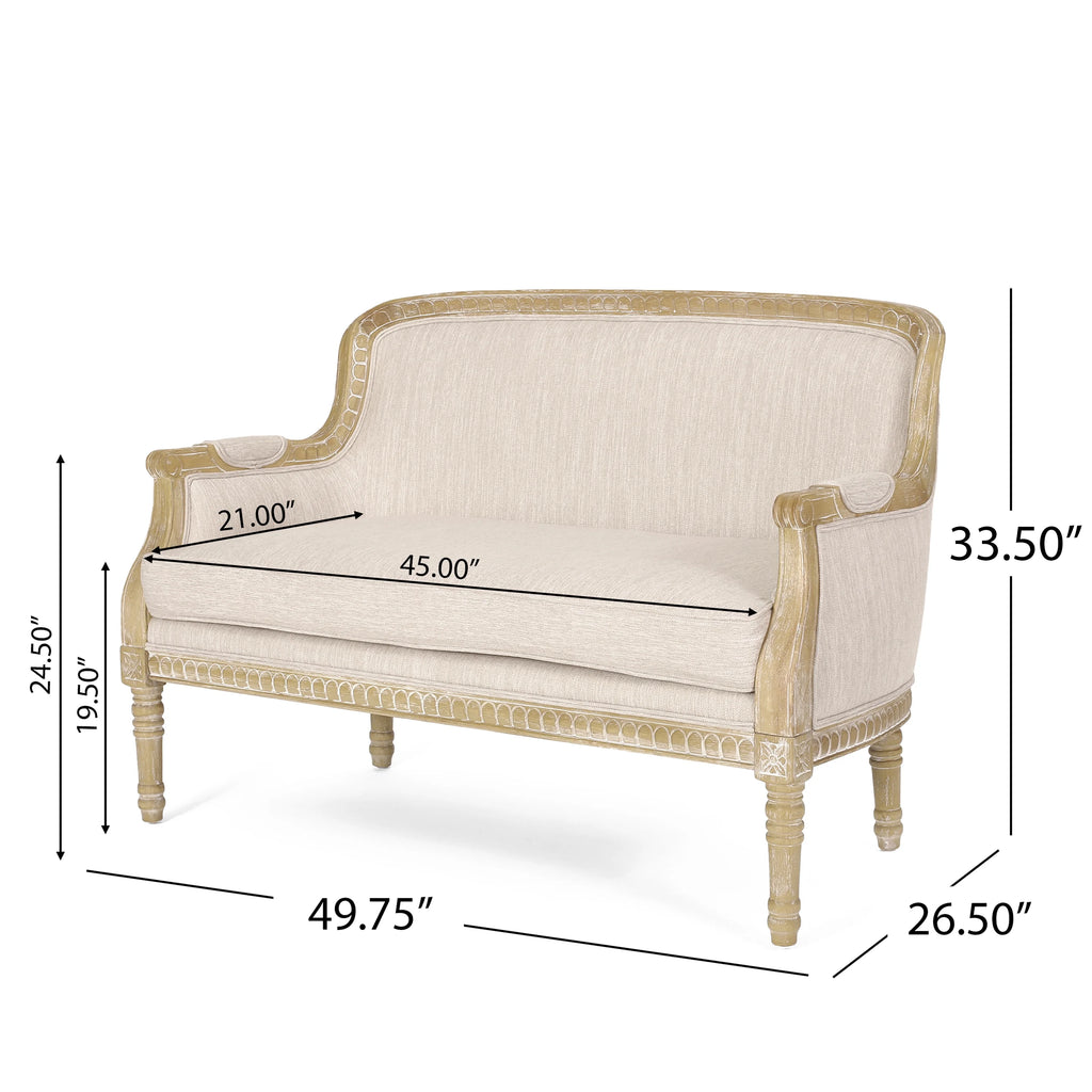 French Country Fabric Upholstered Loveseat I88316