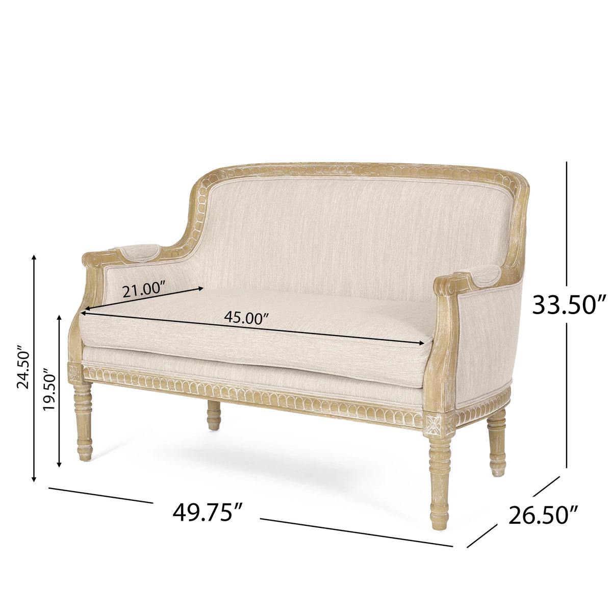 French Country Fabric Upholstered Loveseat I88316