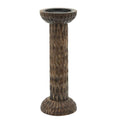 Brown Hammered Mango Wood Pillar Candle Holder P5108