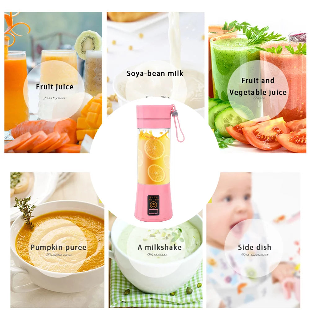 Portable Mini Blender USB Rechargeable Pink Z9893