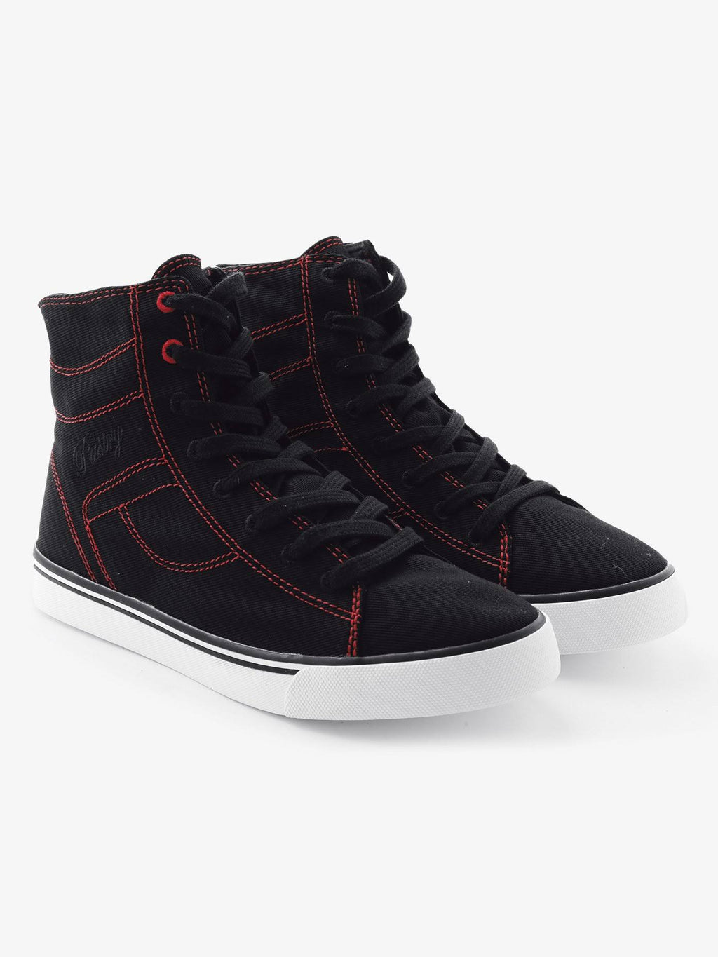 Black / Red Canvas High Tops L7178