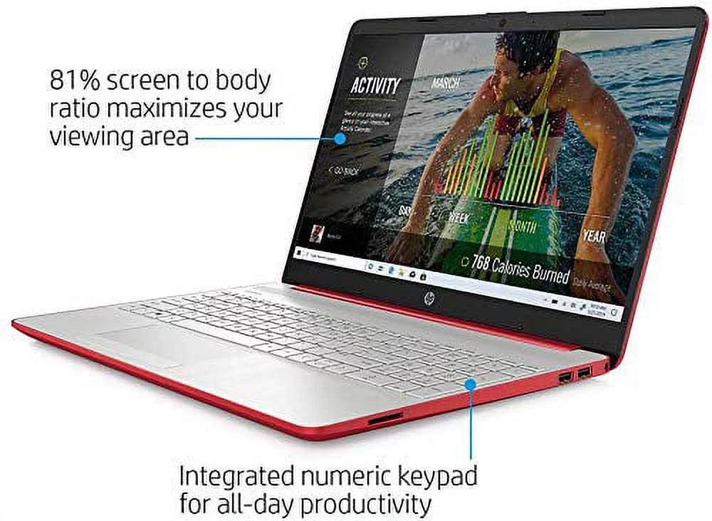15.6" HD Laptop Intel Pentium Gold 16GB DDR4 256GB SSD Windows 11 Scarlet Red J432