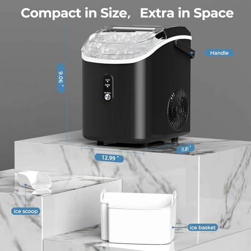 Black Countertop Nugget Ice Maker with Self-Cleaning N17633