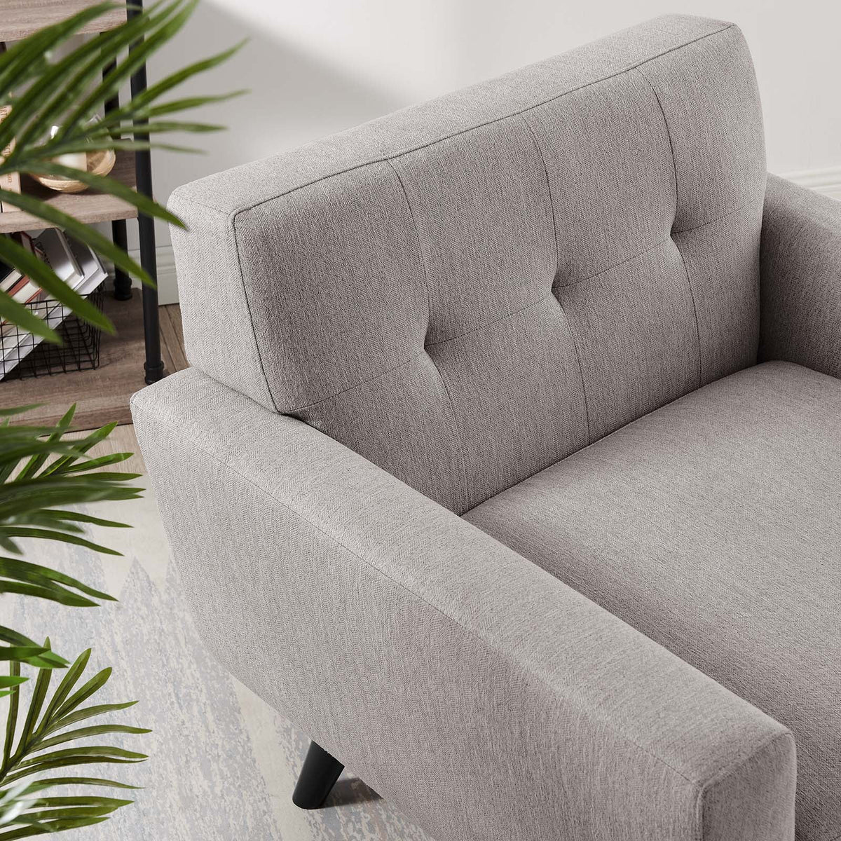 Light Gray Herringbone Fabric Armchair N5434