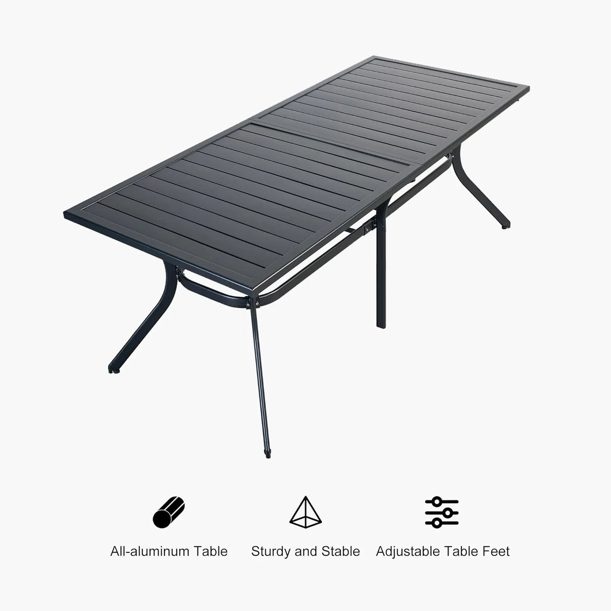 9 Pieces Outdoor Patio Dining Set with 8 Folding Chairs and Aluminum Table, Grey B265613